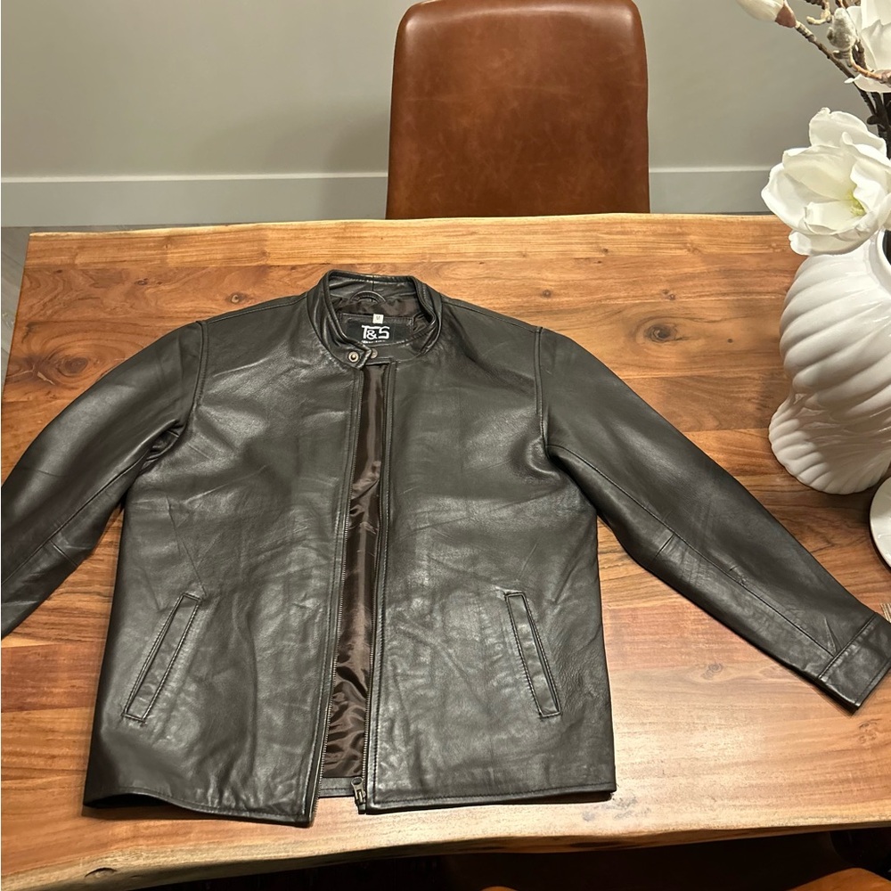 Men's genuine Leather black Jacket
